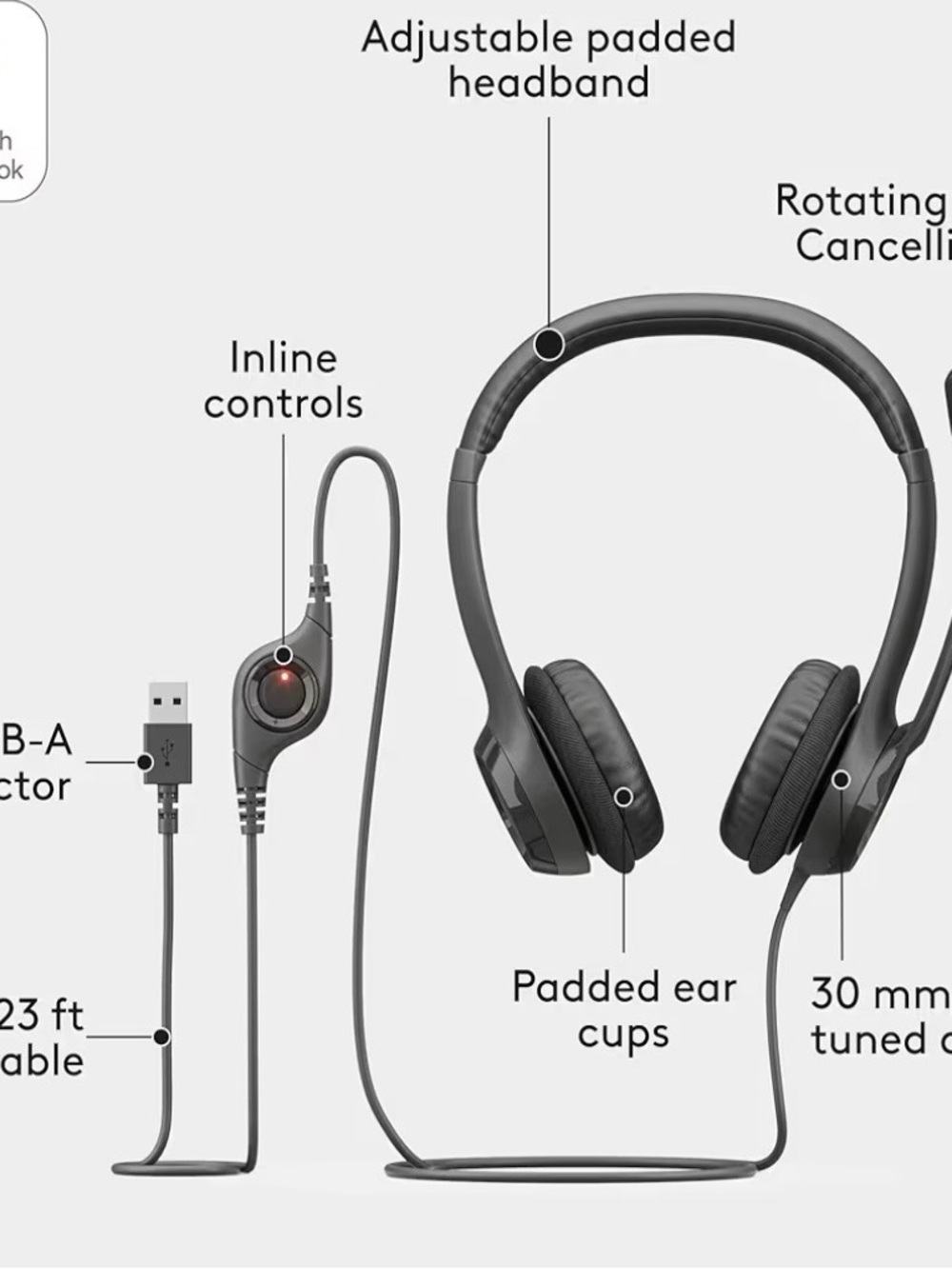 Black Over-Ear Headphones with Inline Controls